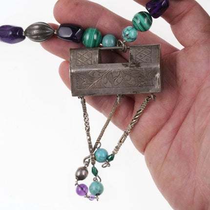 Antique Chinese silver Later beaded necklace - Estate Fresh Austin