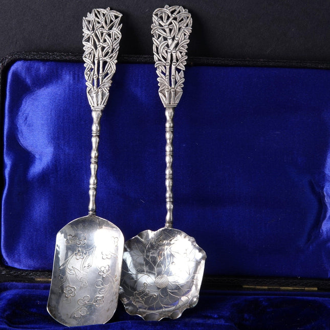 Antique Chinese Silver Sugar Spoons in presentation box - Estate Fresh Austin