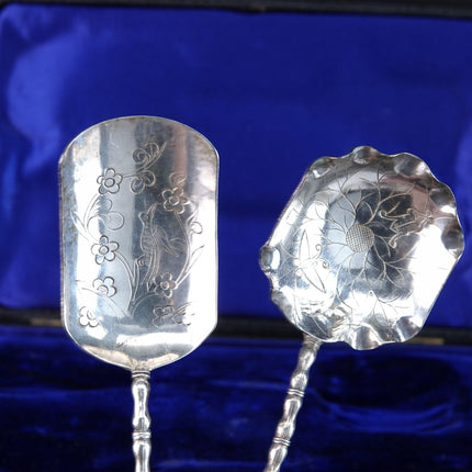 Antique Chinese Silver Sugar Spoons in presentation box - Estate Fresh Austin