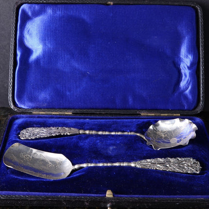 Antique Chinese Silver Sugar Spoons in presentation box - Estate Fresh Austin