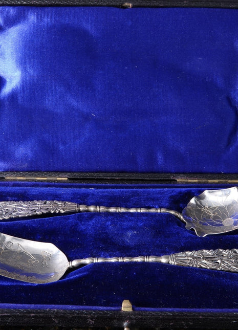 Antique Chinese Silver Sugar Spoons in presentation box - Estate Fresh Austin