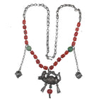 Antique Chinese white donkey of Zhang Guolao silver and coral necklace - Estate Fresh Austin