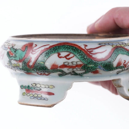 Antique Chinese Wucai Famille rose ink stand - Estate Fresh Austin