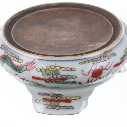 Antique Chinese Wucai Famille rose ink stand - Estate Fresh Austin