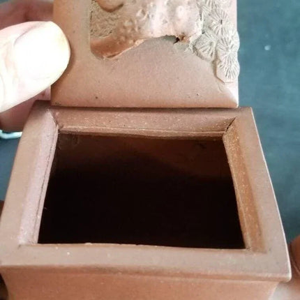 Antique Chinese Yixing Zisha Teapot Hand Built Bamboo spout Decoration - Estate Fresh Austin
