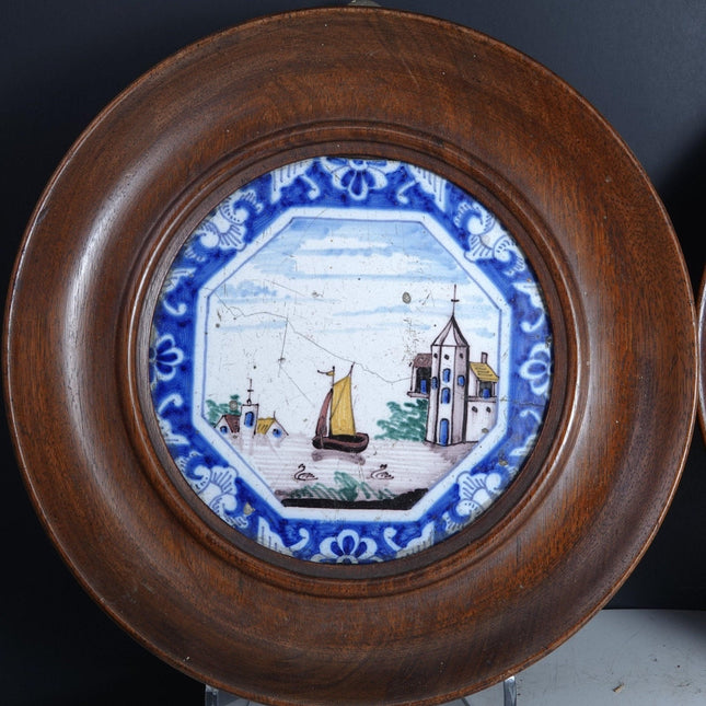 Antique Delft Tiles in Mahogany Frames - Estate Fresh Austin