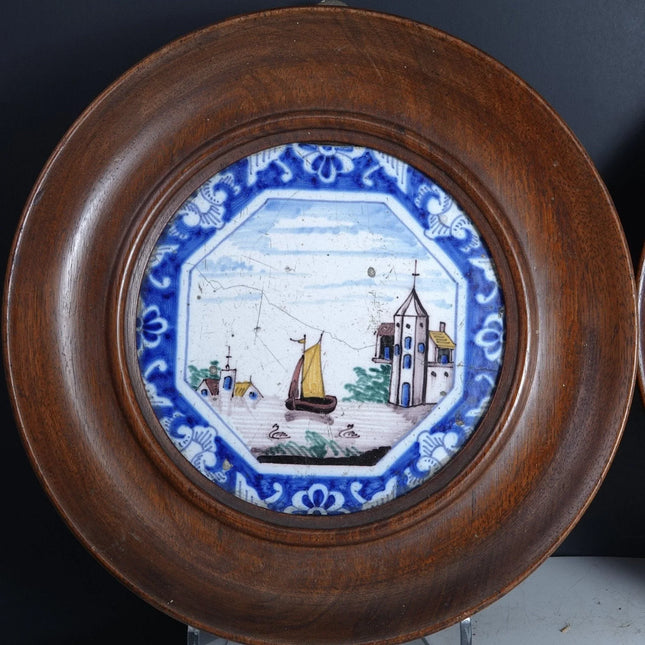Antique Delft Tiles in Mahogany Frames - Estate Fresh Austin