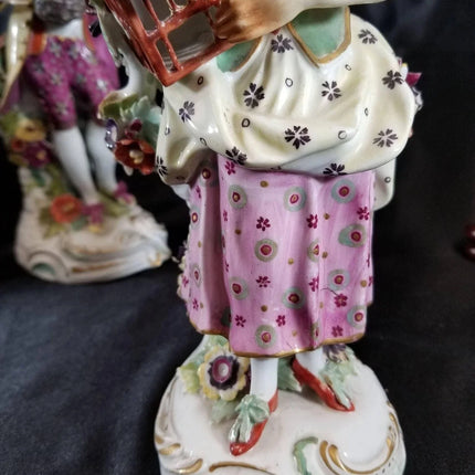Antique Derby Figures 18th Century Liberty and Matrimony Man with Bird's nest an - Estate Fresh Austin