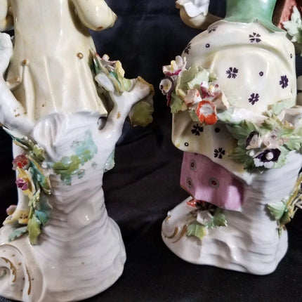 Antique Derby Figures 18th Century Liberty and Matrimony Man with Bird's nest an - Estate Fresh Austin