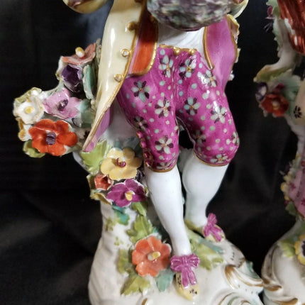 Antique Derby Figures 18th Century Liberty and Matrimony Man with Bird's nest an - Estate Fresh Austin