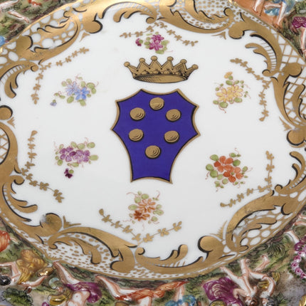 Antique Dresden Capodimonte Style Plate Hand Painted with relief border 10.5" - Estate Fresh Austin