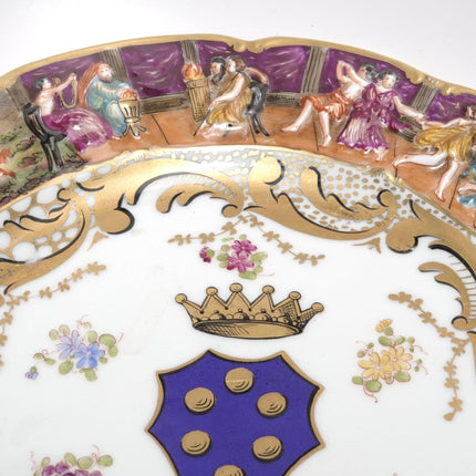 Antique Dresden Capodimonte Style Plate Hand Painted with relief border 10.5" - Estate Fresh Austin