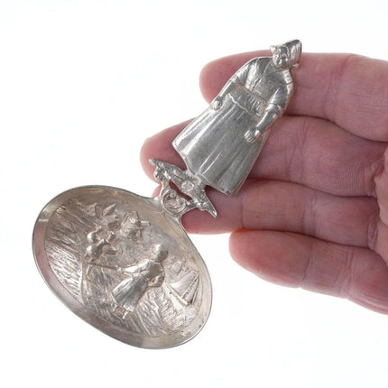 Antique Dutch Repousse silver tea caddy spoon - Estate Fresh Austin