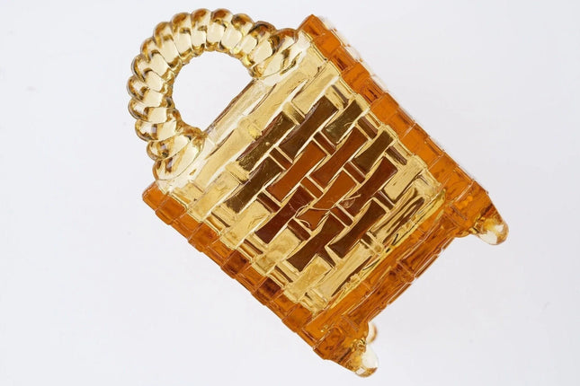 Antique EAPG Amber Bryce wall basket Toothpick holder - Estate Fresh Austin