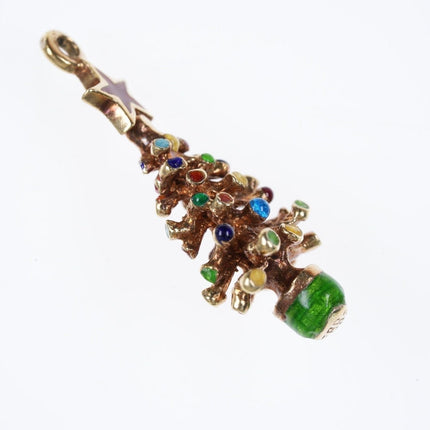 Antique Ehrlich & Sinnock 14k gold Enamel Christmas tree Charm - Estate Fresh Austin