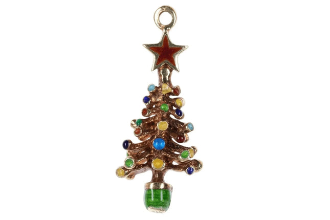 Antique Ehrlich & Sinnock 14k gold Enamel Christmas tree Charm - Estate Fresh Austin