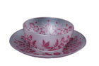 Antique English Cameo glass cup and saucer with butterfly/Chinoisiere decoration - Estate Fresh Austin