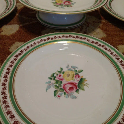 Antique English Earthenware Hand Painted Roses porcelain Tazza - Cake Stand with - Estate Fresh Austin