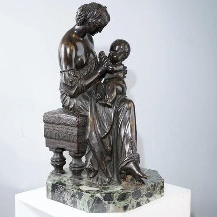 Antique European Bronze Mother and Child bonding - Estate Fresh Austin