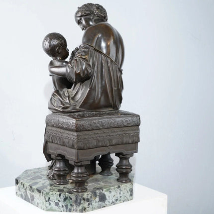 Antique European Bronze Mother and Child bonding - Estate Fresh Austin