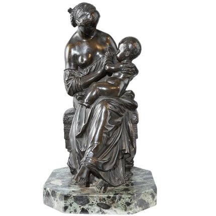 Antique European Bronze Mother and Child bonding - Estate Fresh Austin