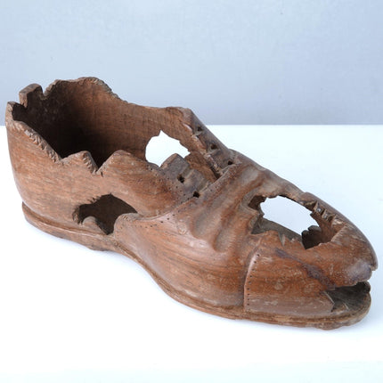 Antique Folk Art Carved Wood beat up Shoe - Estate Fresh Austin