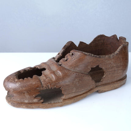 Antique Folk Art Carved Wood beat up Shoe - Estate Fresh Austin