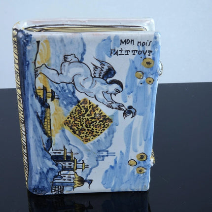 Antique French Faience Quimper Antoine Montagnon Nevers Secouette Flask/Hand war - Estate Fresh Austin