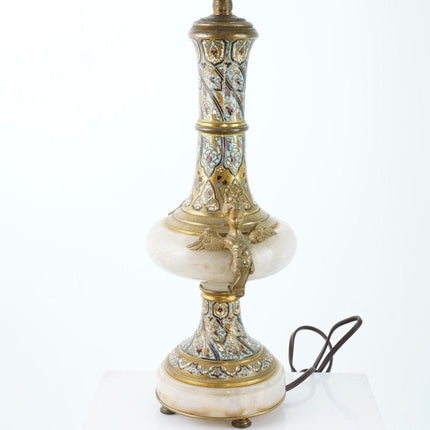 Antique French Gilt Bronze Champleve with onyx lamp - Estate Fresh Austin