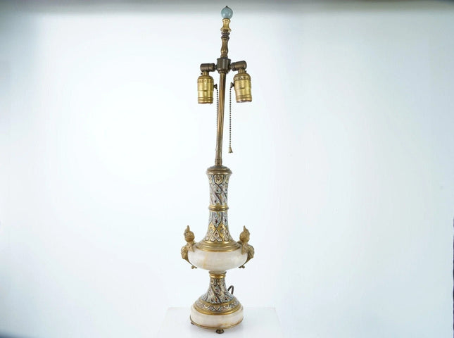 Antique French Gilt Bronze Champleve with onyx lamp - Estate Fresh Austin