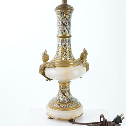 Antique French Gilt Bronze Champleve with onyx lamp - Estate Fresh Austin