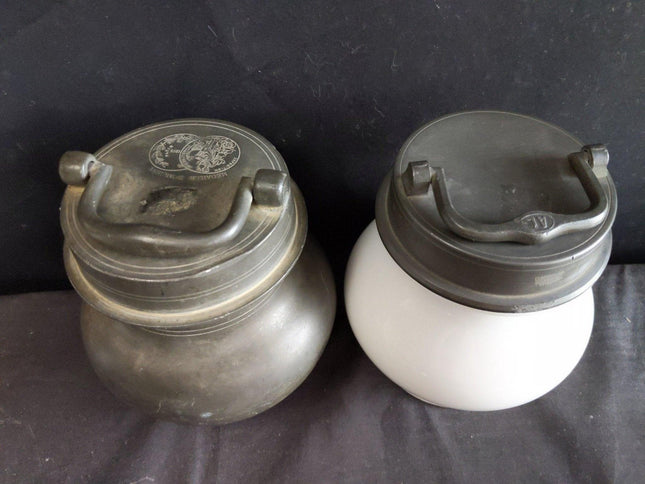 Antique French pewter Sustenteur Medical Apothecary Jars for Sterilization - Estate Fresh Austin