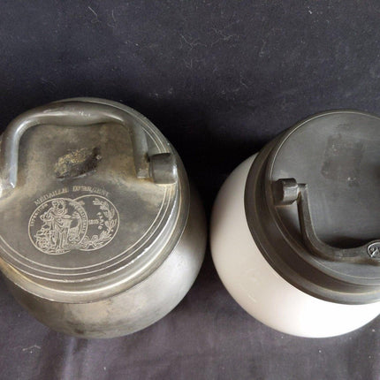 Antique French pewter Sustenteur Medical Apothecary Jars for Sterilization - Estate Fresh Austin