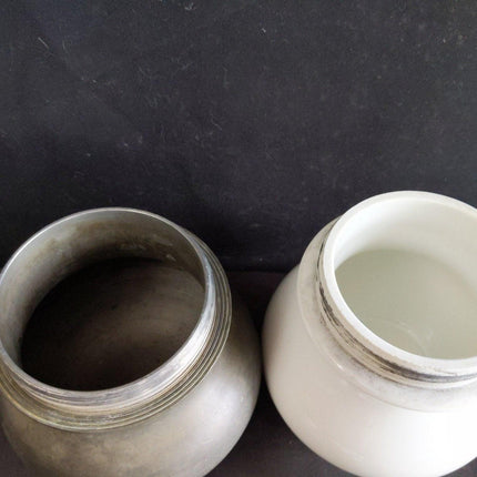 Antique French pewter Sustenteur Medical Apothecary Jars for Sterilization - Estate Fresh Austin