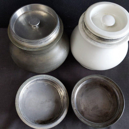 Antique French pewter Sustenteur Medical Apothecary Jars for Sterilization - Estate Fresh Austin