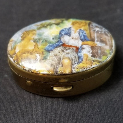 Antique French Pill/trinket Box Enamel on Copper lid c.1920 - Estate Fresh Austin