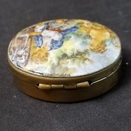 Antique French Pill/trinket Box Enamel on Copper lid c.1920 - Estate Fresh Austin