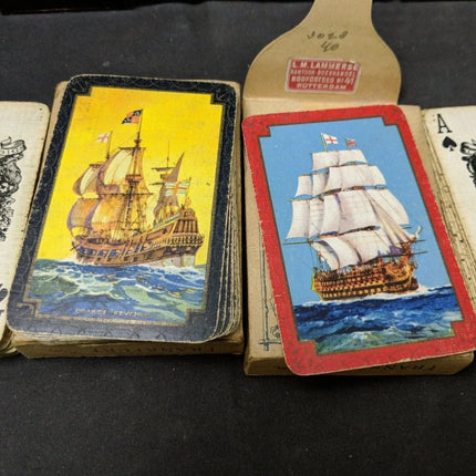 Antique Gambling Whist Set in Mother of Pearl Marquetry Box Nelson's Victory Cli - Estate Fresh Austin