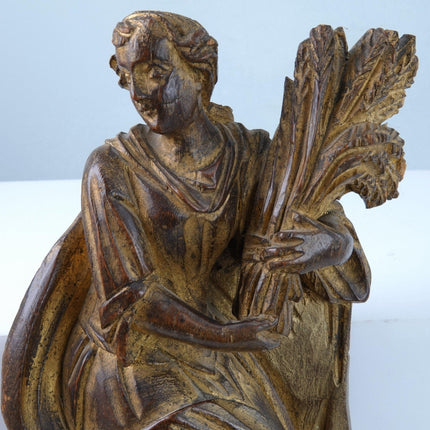 Antique Gilt Carved Wood Figure depicting Summer Harvest of Wheat - Estate Fresh Austin