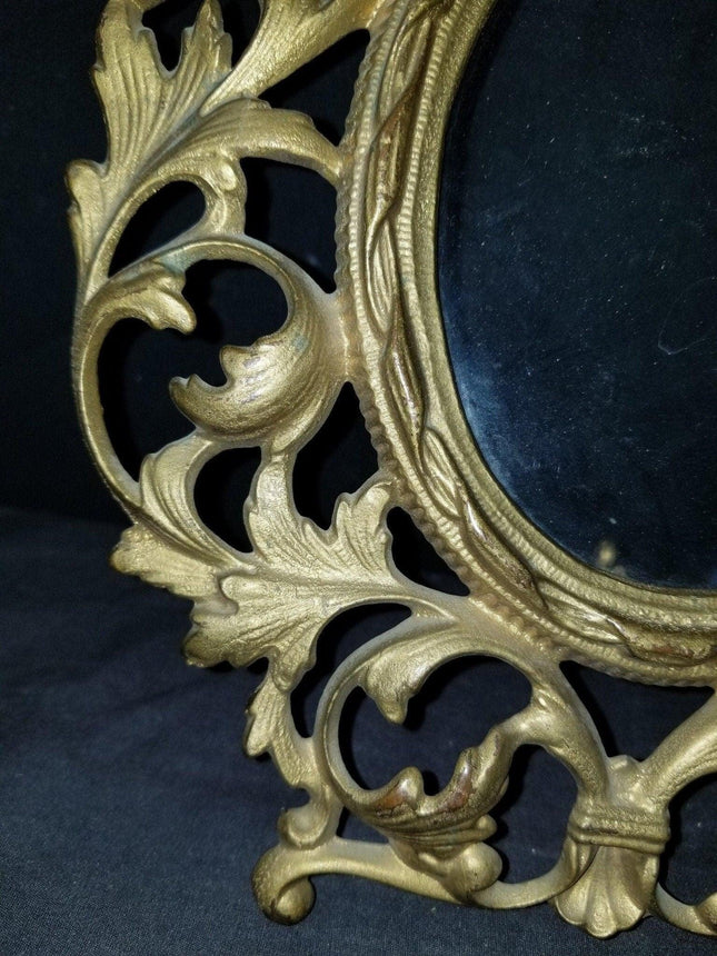 Antique Gilt Cast Iron Picture Frame 4"x 5.5" picture c.1900 - Estate Fresh Austin