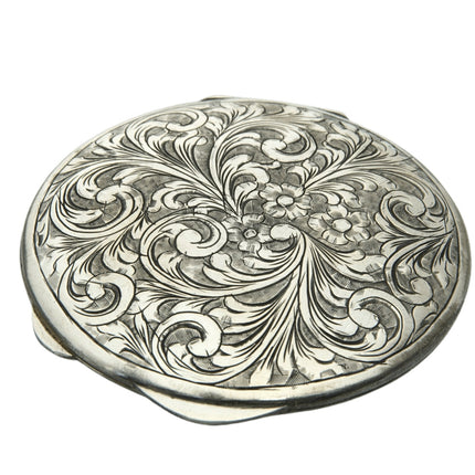 Antique Hand Engraved 800 Silver Compact - Estate Fresh Austin