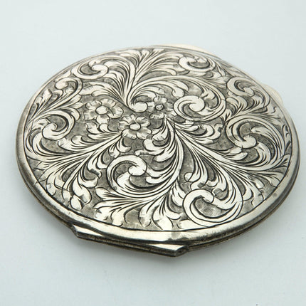 Antique Hand Engraved 800 Silver Compact - Estate Fresh Austin