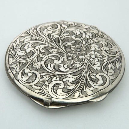 Antique Hand Engraved 800 Silver Compact - Estate Fresh Austin