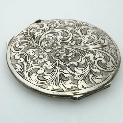 Antique Hand Engraved 800 Silver Compact - Estate Fresh Austin