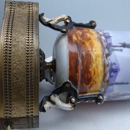 Antique Hand Painted Limoges Lamp w/Neoclassical Woman Playing Lyre - Estate Fresh Austin