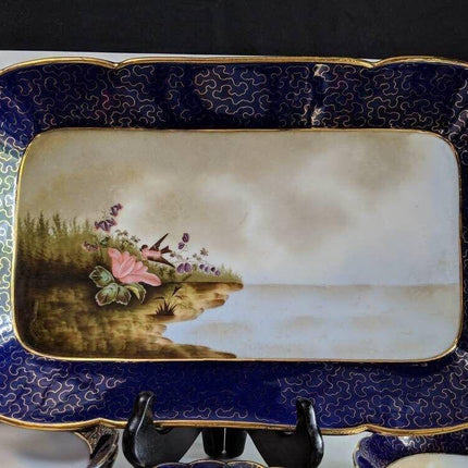 Antique Hand Painted Porcelain Dessert Set 13pc 1850's - Estate Fresh Austin