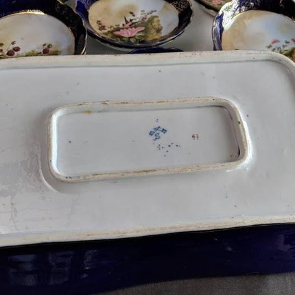 Antique Hand Painted Porcelain Dessert Set 13pc 1850's - Estate Fresh Austin