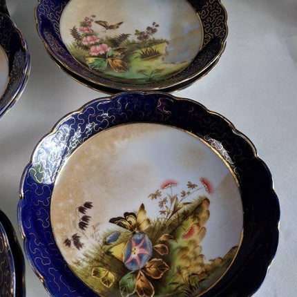 Antique Hand Painted Porcelain Dessert Set 13pc 1850's - Estate Fresh Austin