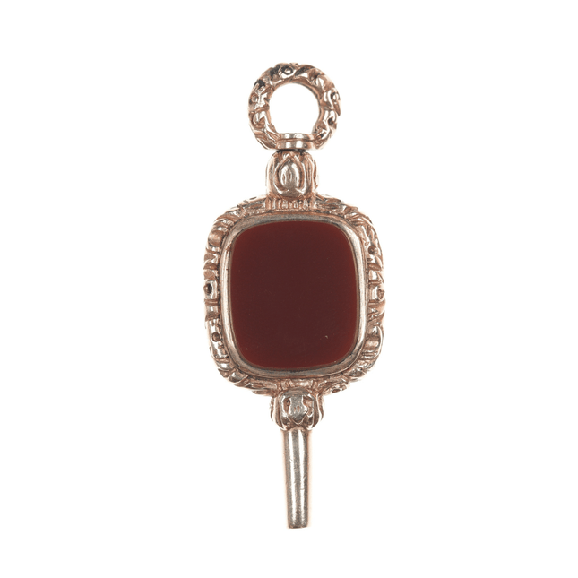 Antique HBJ 9ct gold Carnelian/Onyx hardstone watch key pendant/charm - Estate Fresh Austin