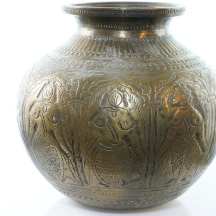 Antique Heavy Brass Jar with female figures - Estate Fresh Austin